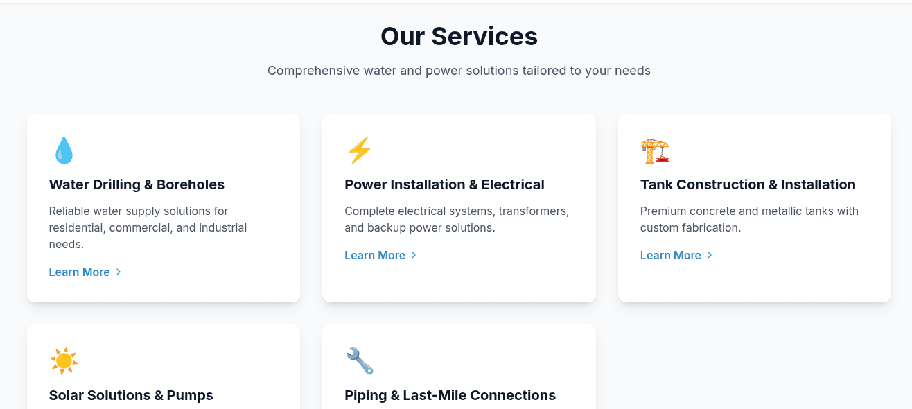 Decree Ltd — Water, Power & Tank Solutions — project screenshot